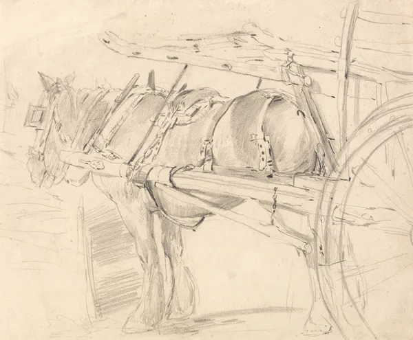 A Farm Horse, Harnessed to a Cart, Executed at or Near Canterbury av Thomas Sidney Cooper