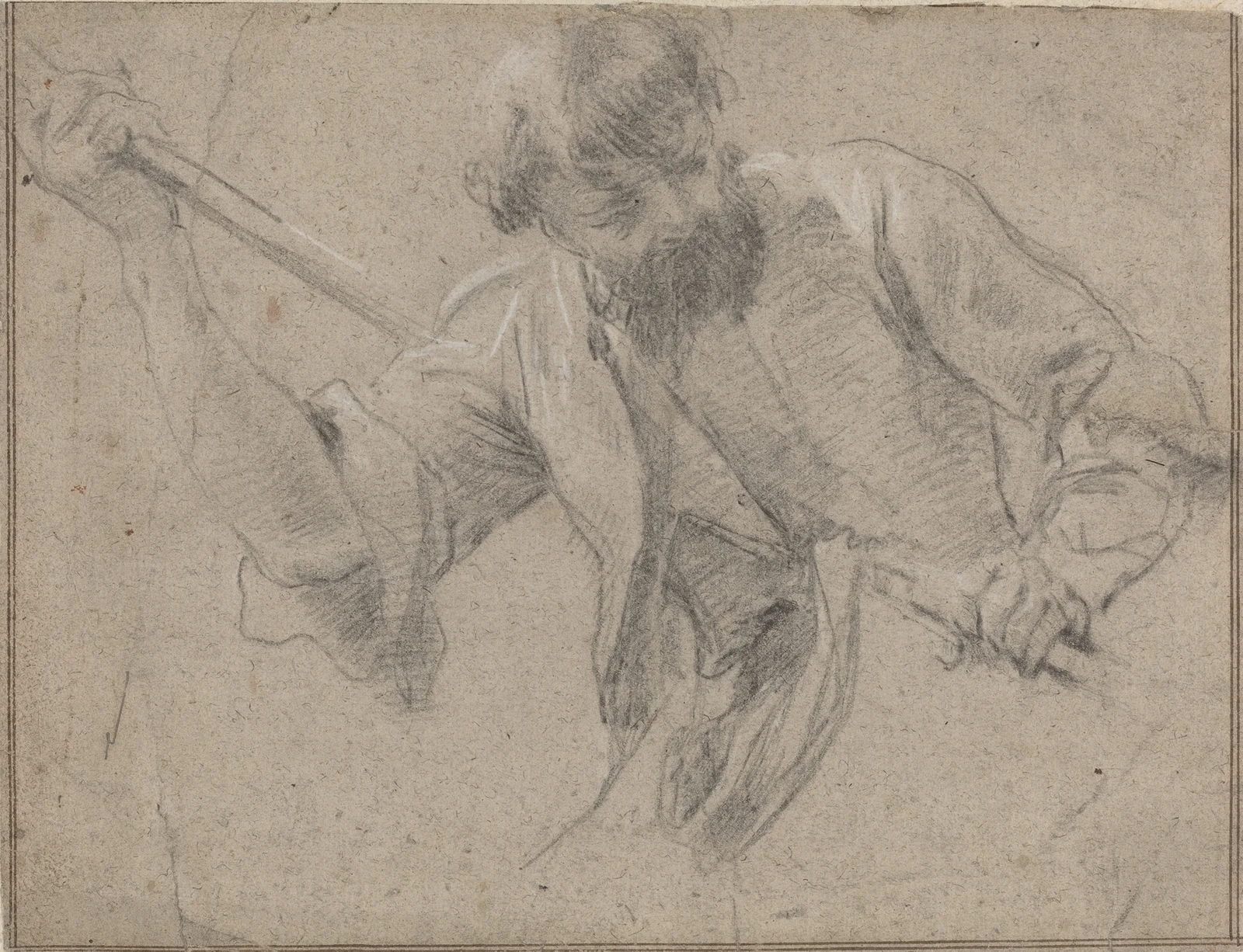 A Bearded Man with a Staff av Simon Vouet