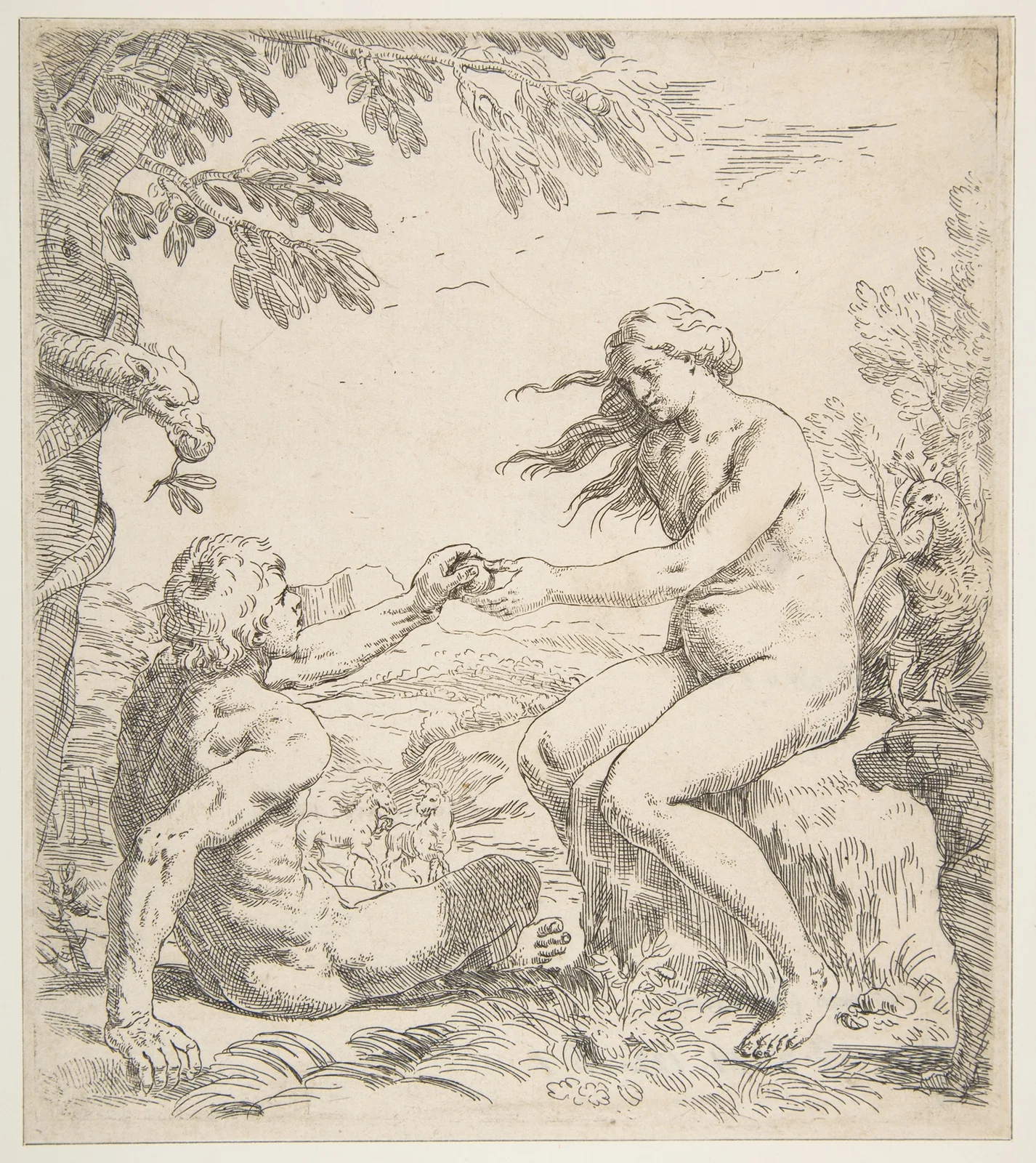 Adam and Eve av Simone Cantarini