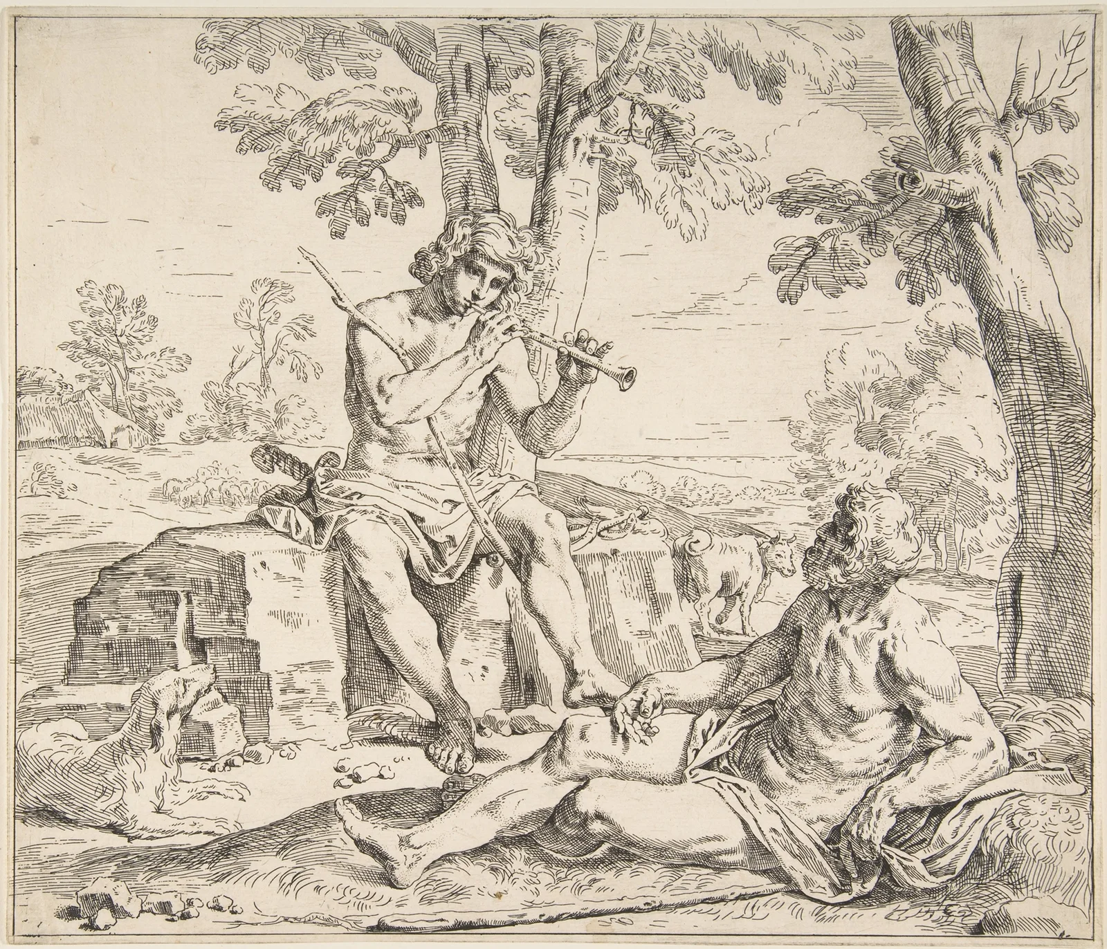 Mercury and Argus av Simone Cantarini