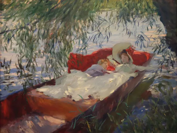 Lady and Child Asleep in a Punt under the Willows av John Singer Sargent