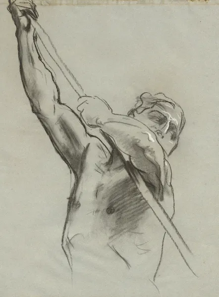 Male Torso with Pole av John Singer Sargent