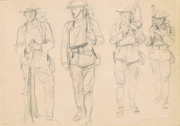 Studies for ‘Entering the War’ (recto), 1918 av John Singer Sargent