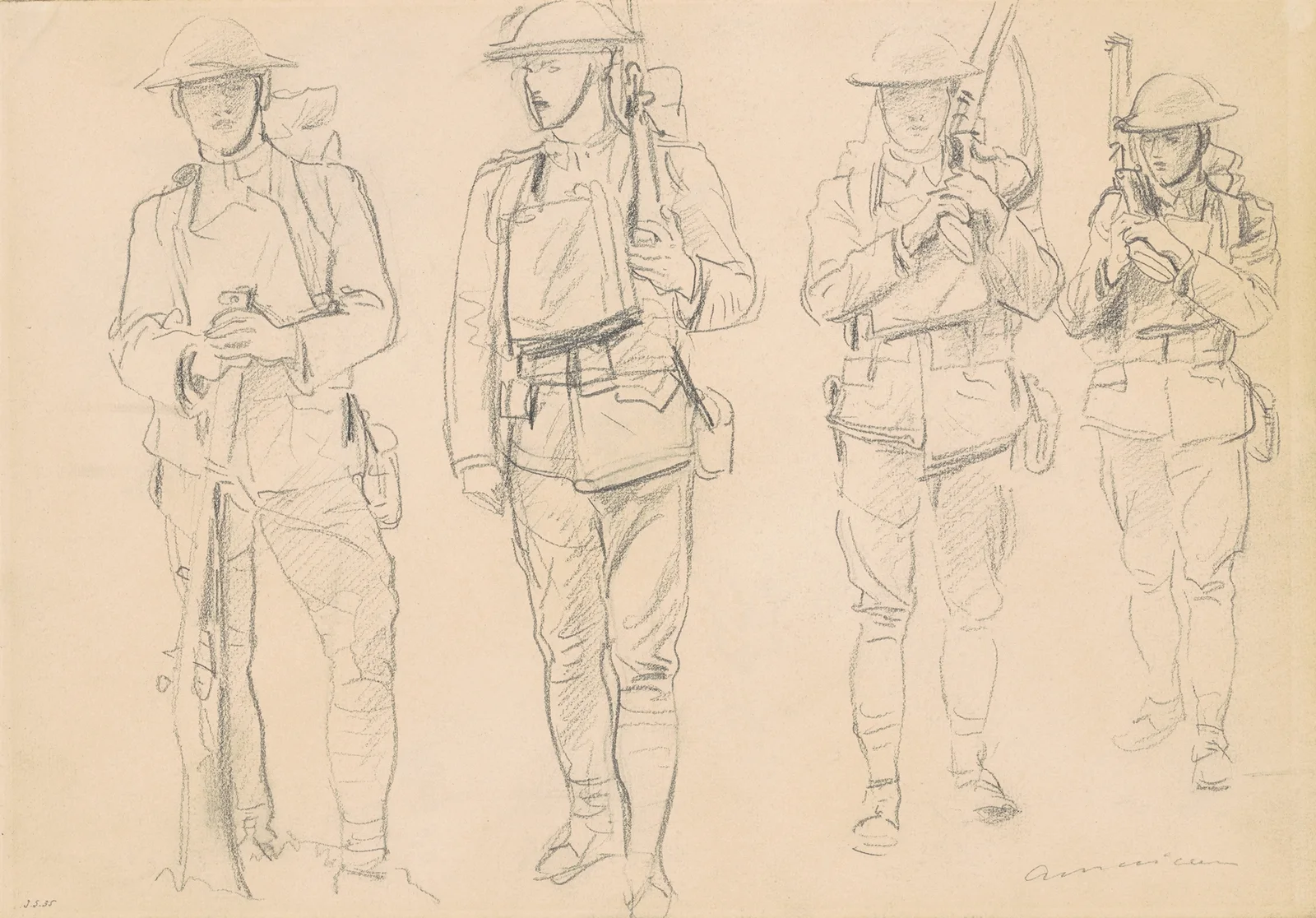 Studies for ‘Entering the War’ (recto), 1918 av John Singer Sargent