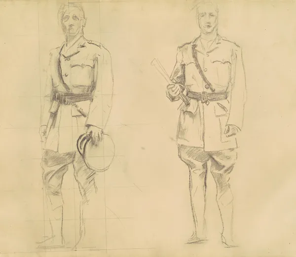 Studies of Generals Plumer and Haig for ‘General Officers of World War I’ (recto) av John Singer Sargent