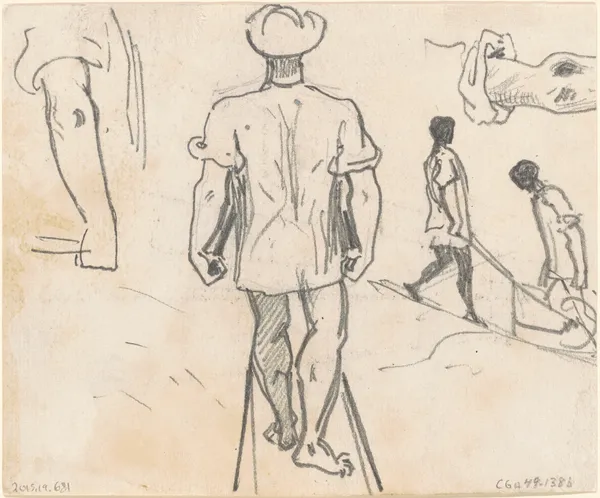 Studies of Peasants with Wheelbarrows (verso) av John Singer Sargent