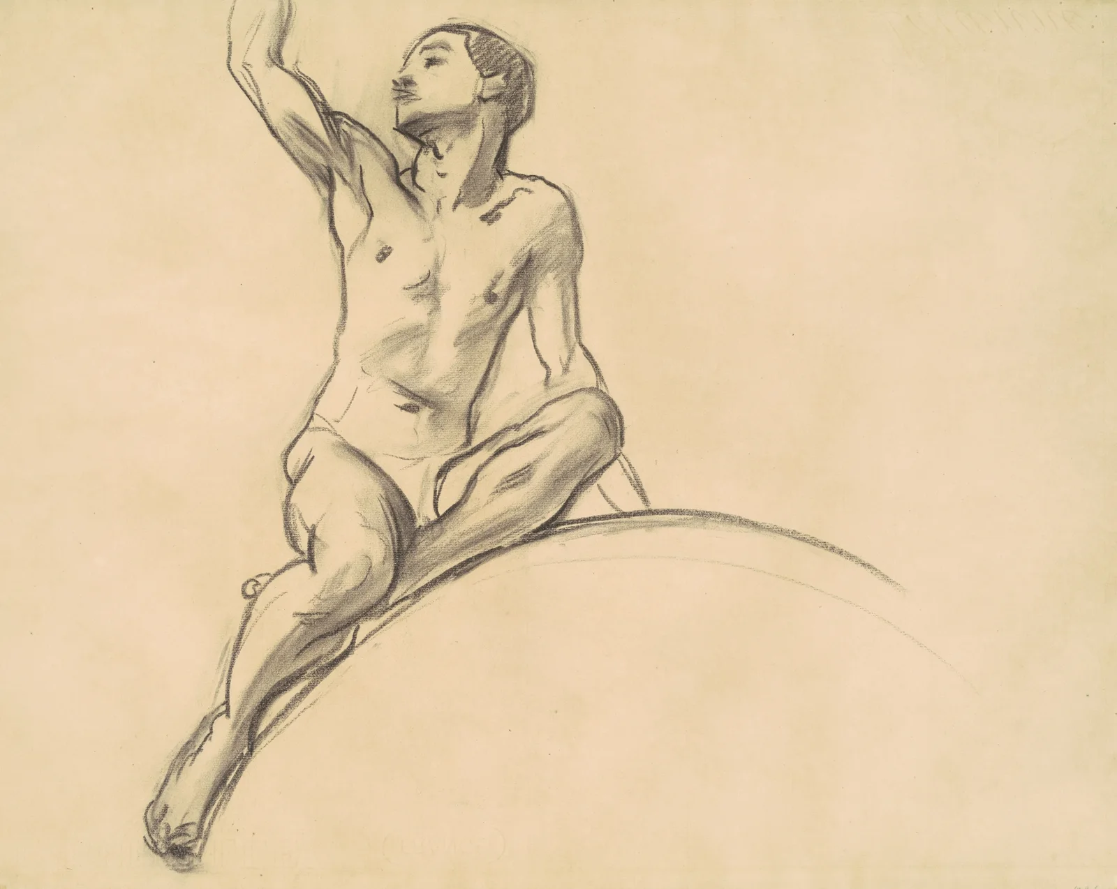 Study for Figure above ‘Music’ av John Singer Sargent
