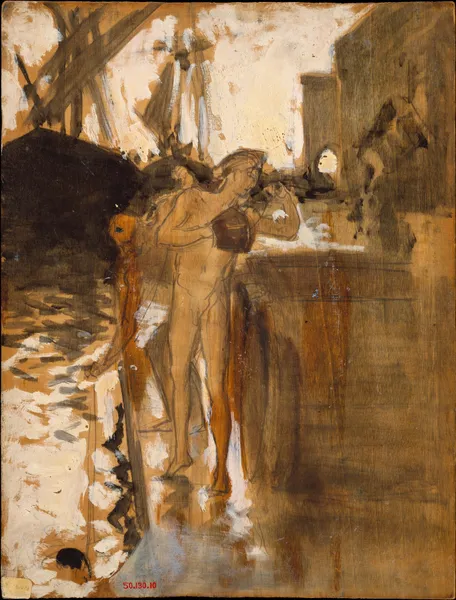 Two Nude Bathers Standing on a Wharf av John Singer Sargent