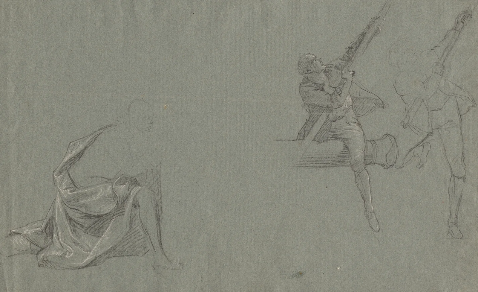 Drapery Study; Two Figures Pulling a Pole av John Singleton Copley