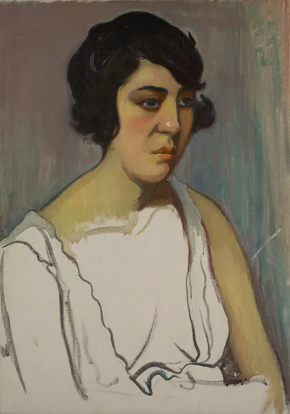 Head of a brunette av Władysław Ślewiński