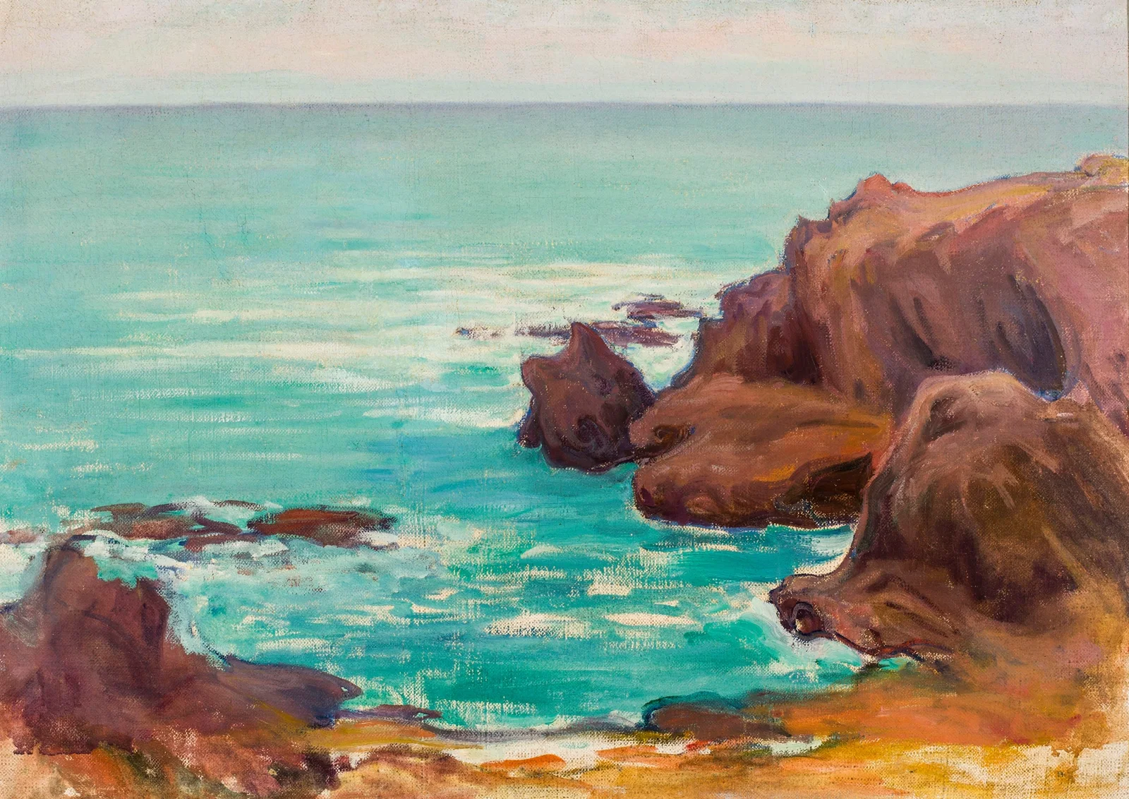 Sea with white waves av Władysław Ślewiński