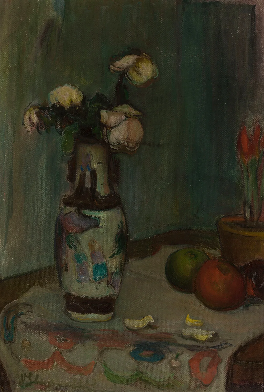 White roses in a vase av Władysław Ślewiński