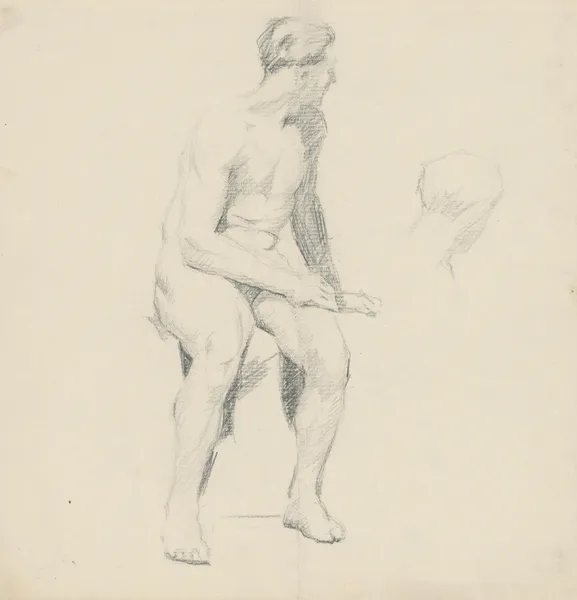 Study of Seated Male Nude av Štefan Polkoráb