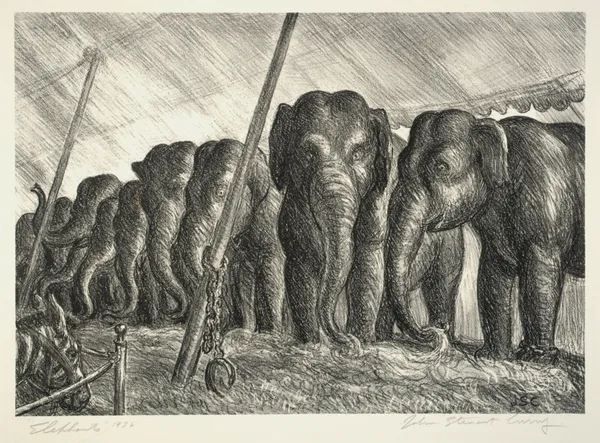Circus Elephants av John Steuart Curry