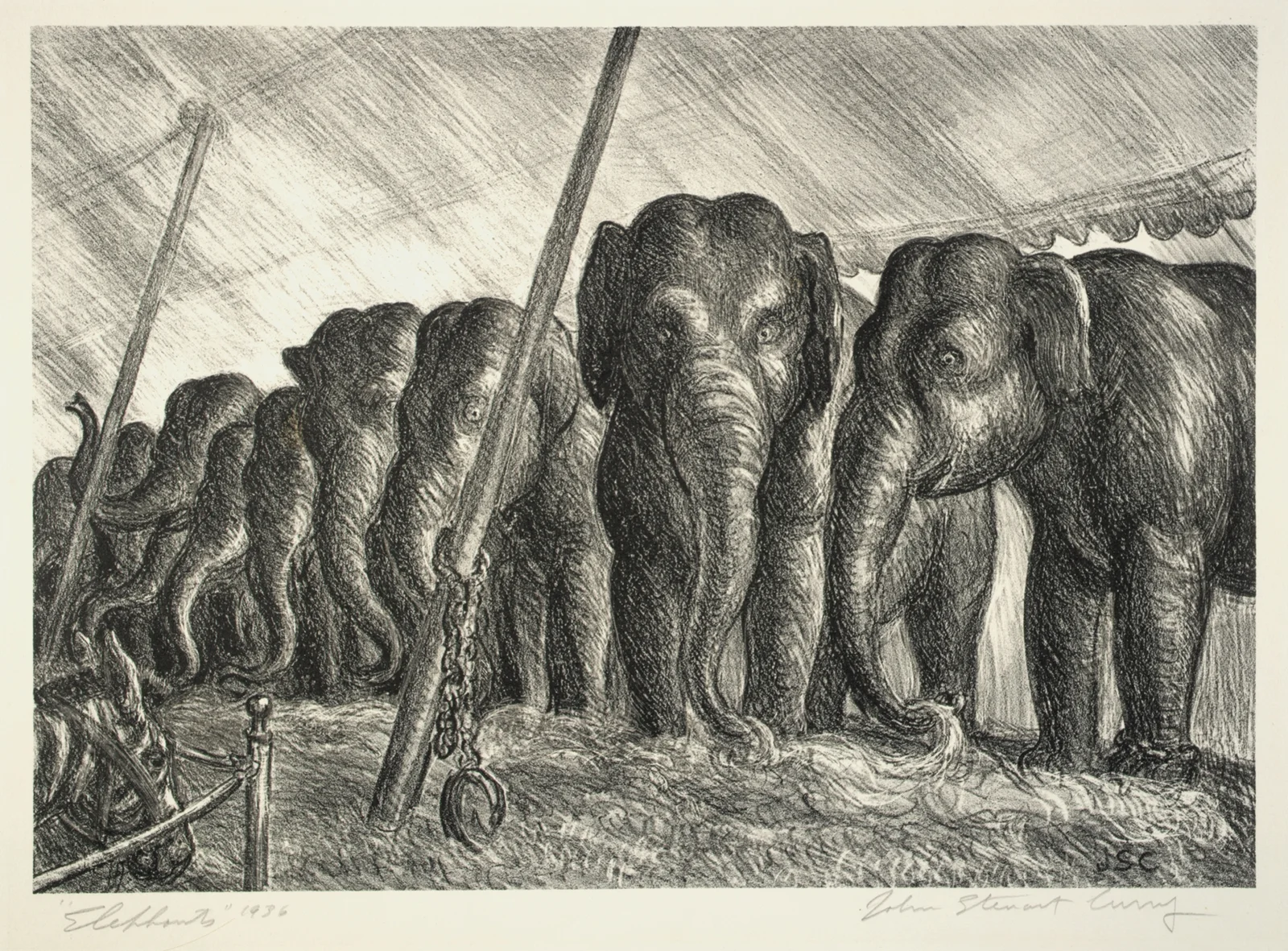 Circus Elephants av John Steuart Curry