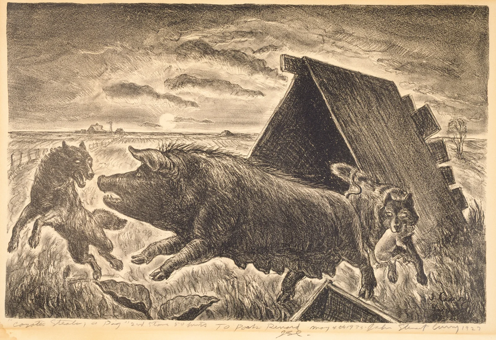 Coyotes Stealing a Pig av John Steuart Curry