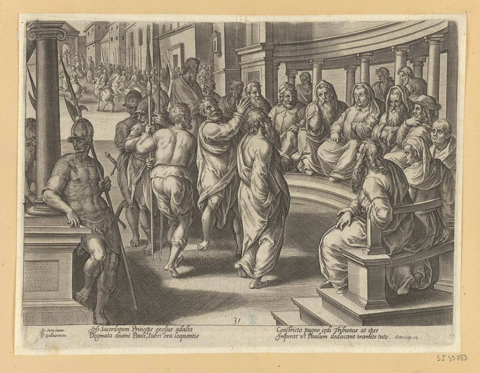 St Paul Before The High Priest av Jan van der Straet (Stradanus)