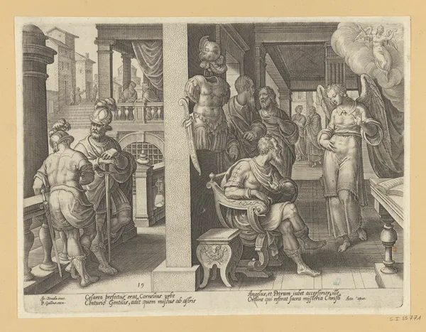 The Angel Sending Cornelius for St Peter av Jan van der Straet (Stradanus)