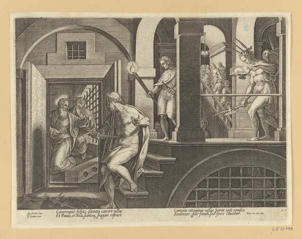 The Conversion of The Warder av Jan van der Straet (Stradanus)
