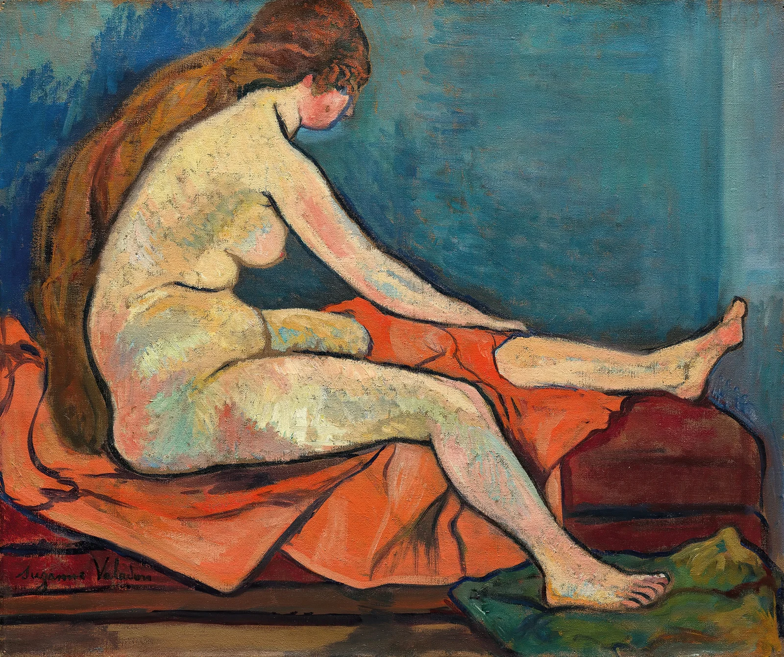 Nu assis de profil av Suzanne Valadon