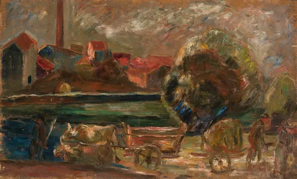Landscape with a factory chimney av Tadeusz Makowski