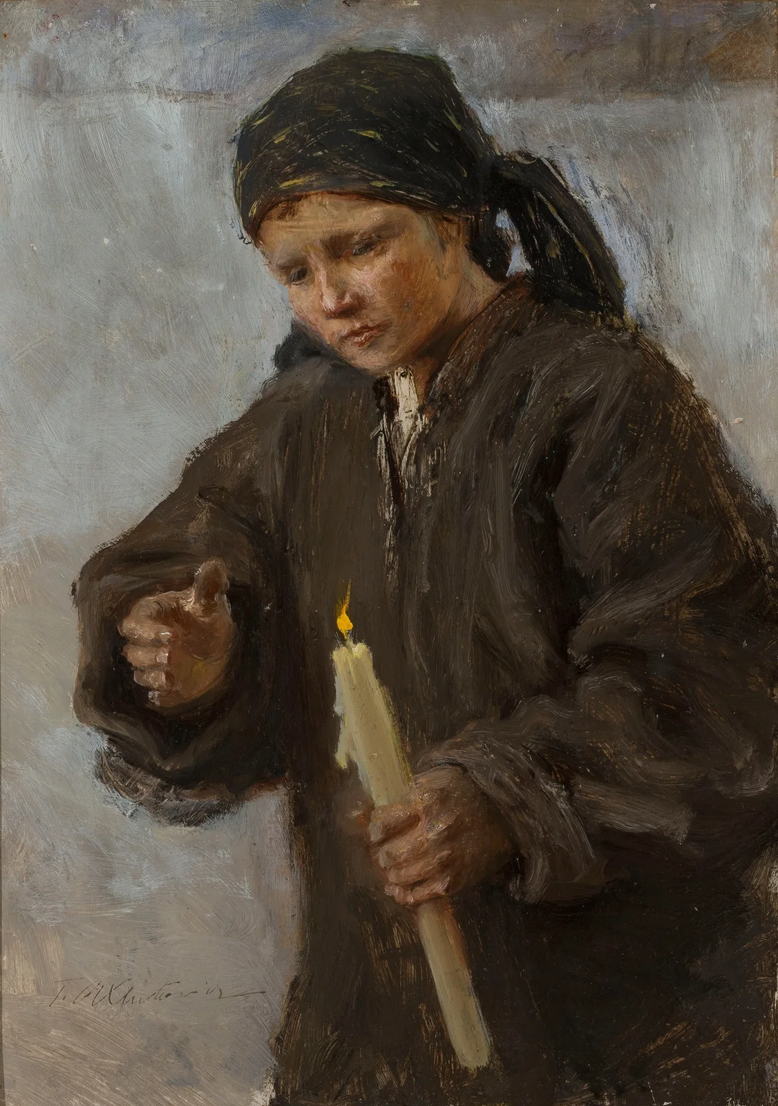 For the Candlemas av Teodor Axentowicz