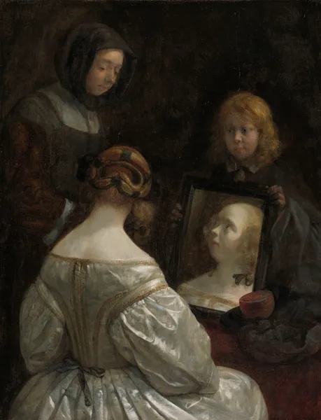 Woman at a Mirror av Gerard ter Borch