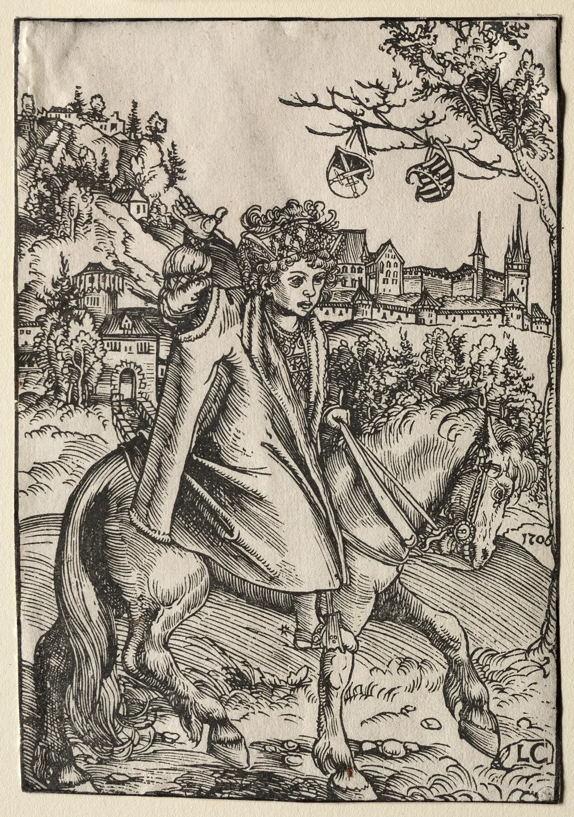 A Boy on Horseback av Lucas Cranach the Elder