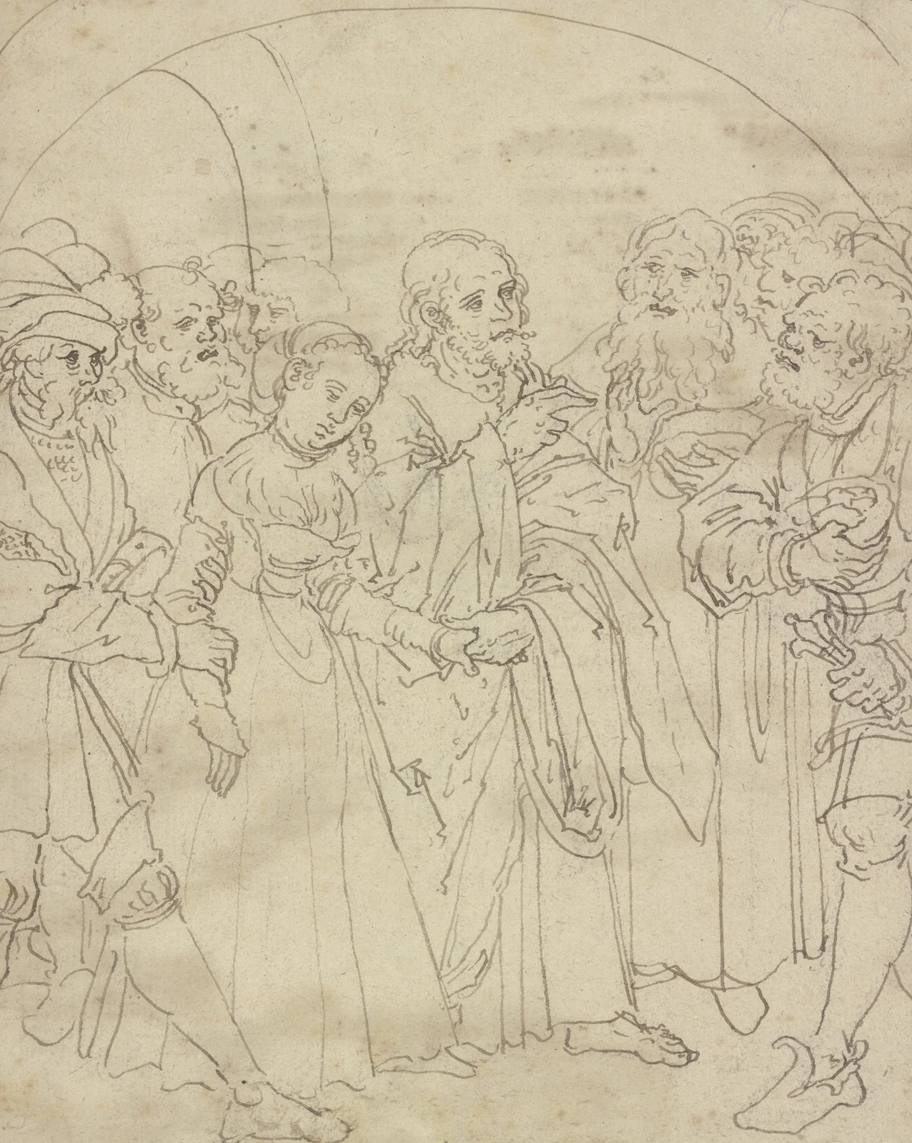 Christus und die Ehebrecherin av Lucas Cranach the Elder
