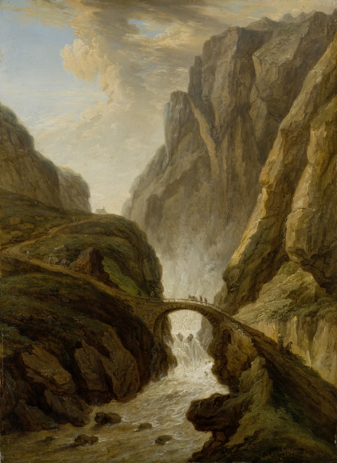 Devil’s Bridge on the St Gotthard Road av Christian Georg Schütz the elder