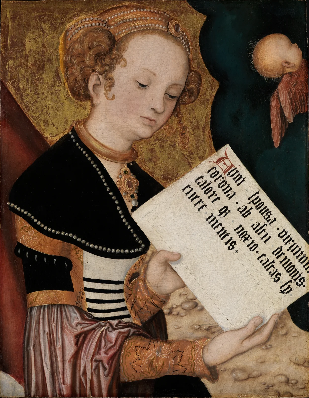 Female saint with scroll av Lucas Cranach the Elder