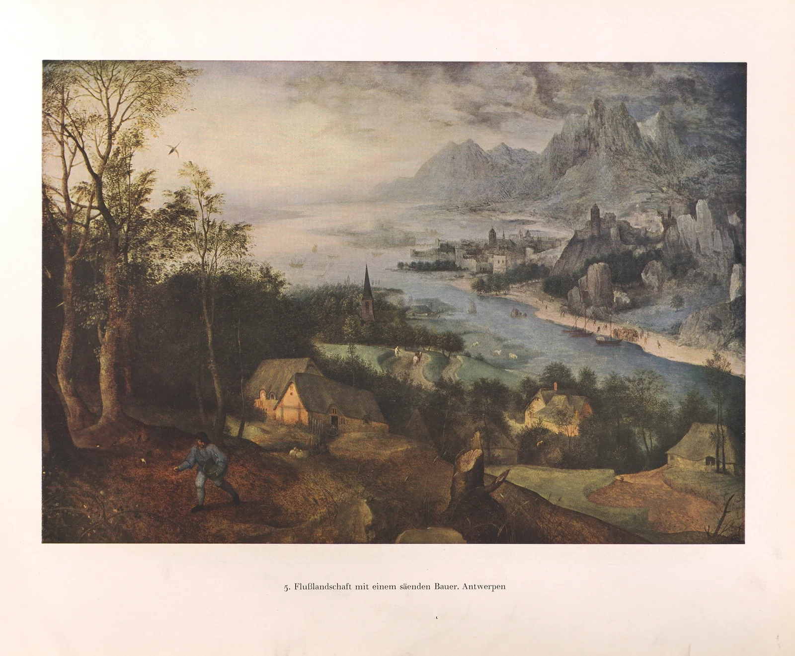 Flußlandschaft mit einem säenden Bauer (16th century) av Pieter Bruegel The Elder