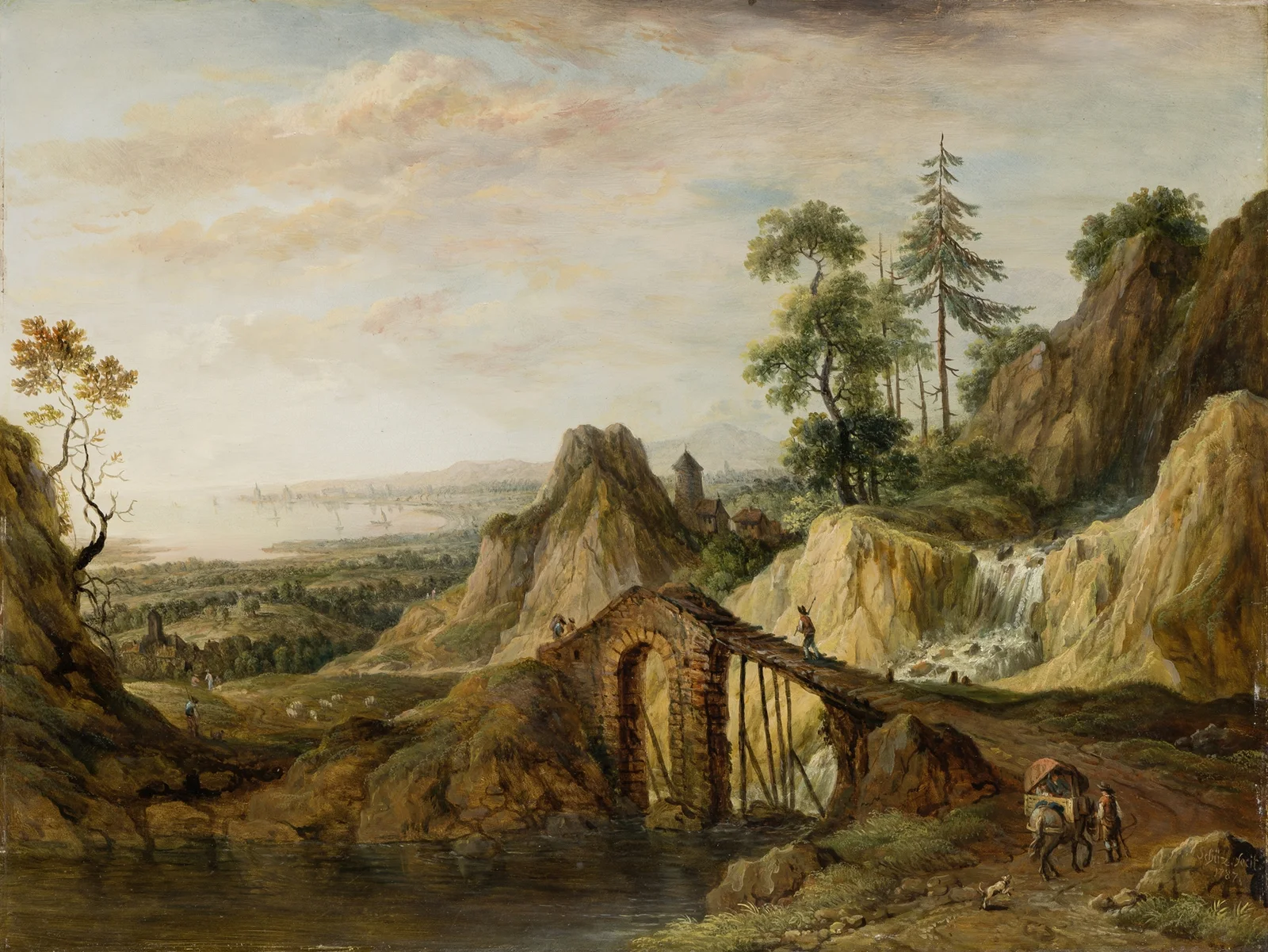 Landscape with a Bridge av Christian Georg Schütz the elder