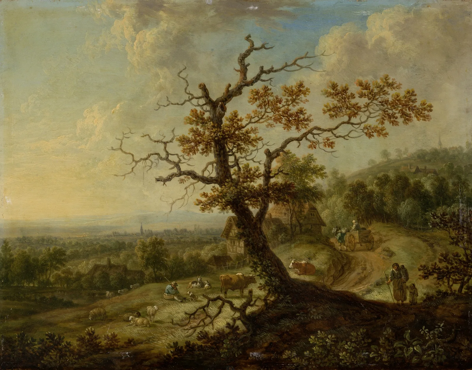 Landscape with Grazing Farm Animals av Christian Georg Schütz the elder