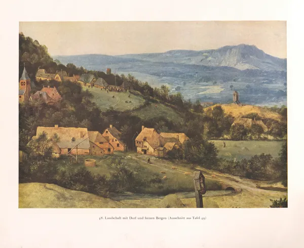Landschaft mit Dorf und fernen Bergen av Pieter Bruegel The Elder