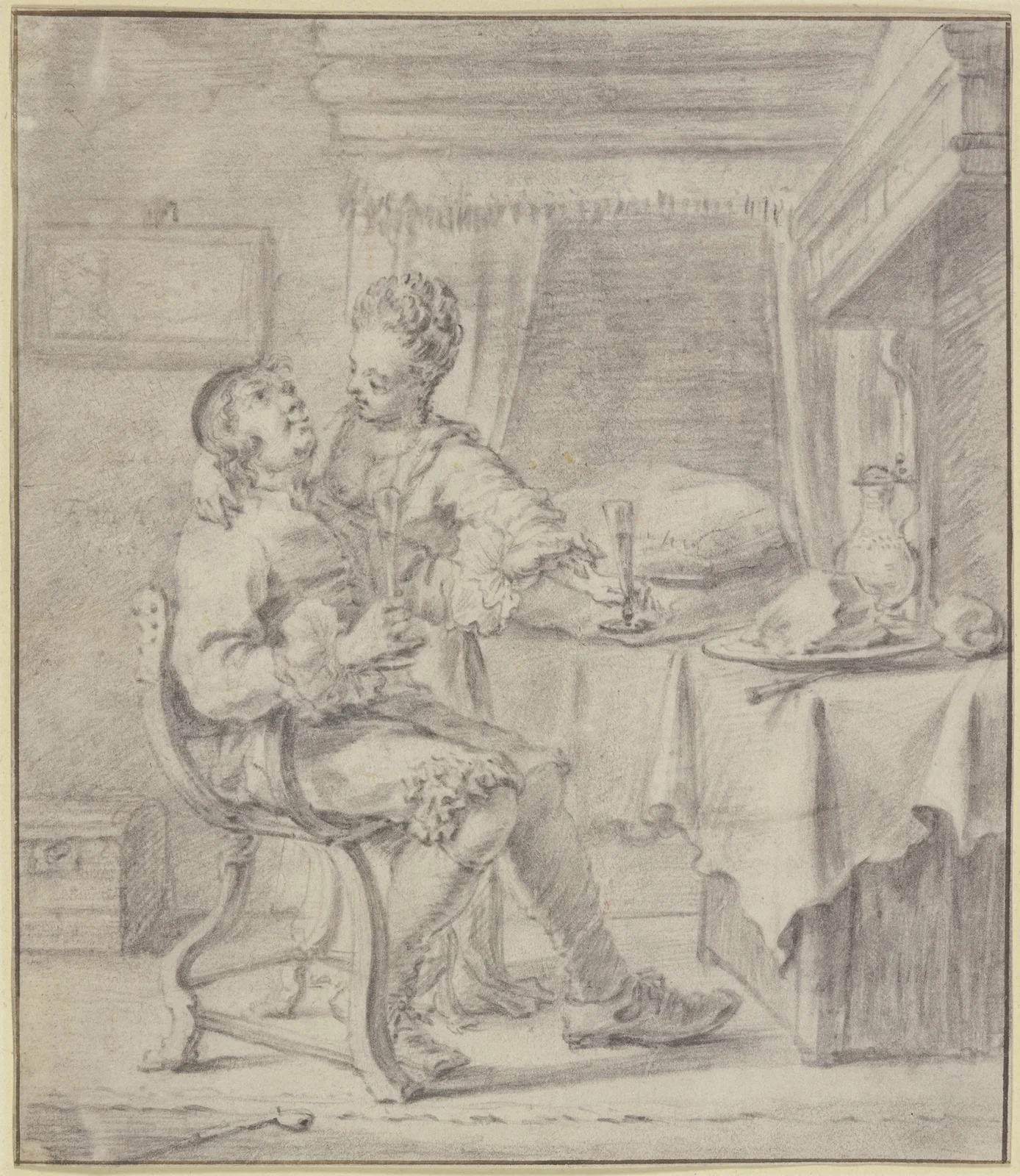 Lovers at supper av Frans van Mieris the Elder