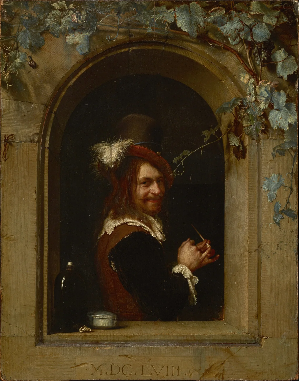 Man with Pipe at the Window av Frans van Mieris the Elder