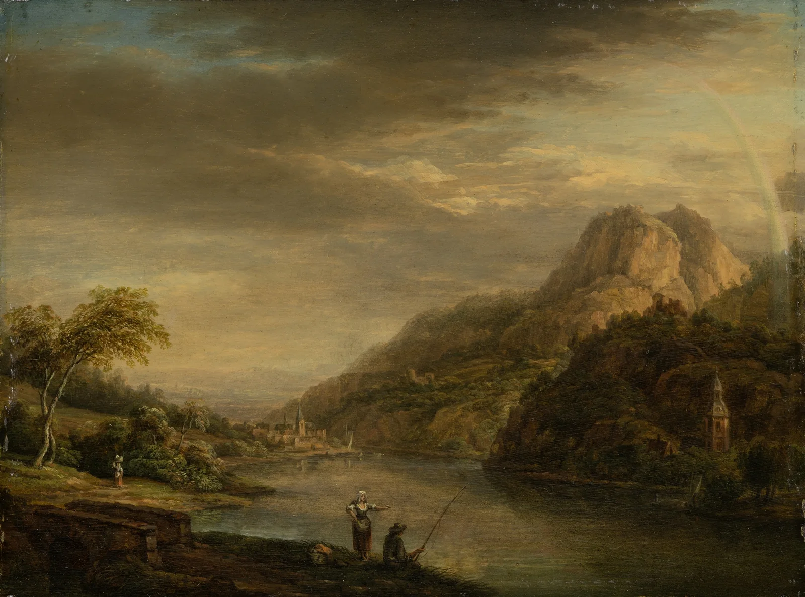 Mountainous River Landscape with Rainbow av Christian Georg Schütz the elder