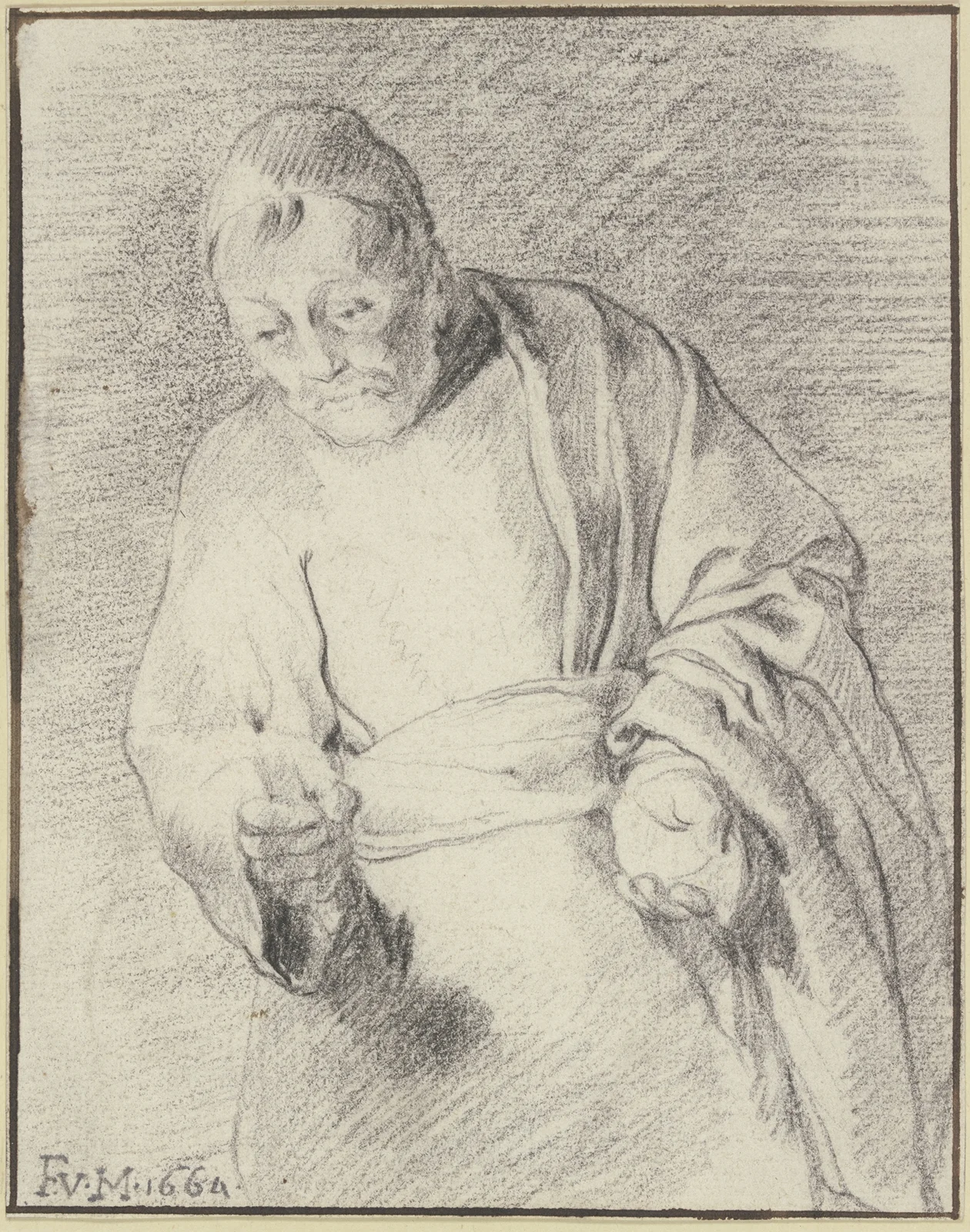 Old man with a candle av Frans van Mieris the Elder