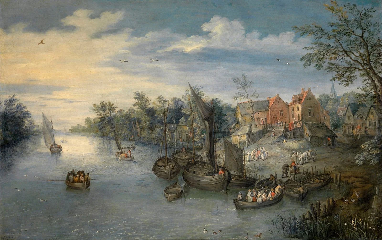 River Landscape, 1603 av Jan Brueghel The Elder