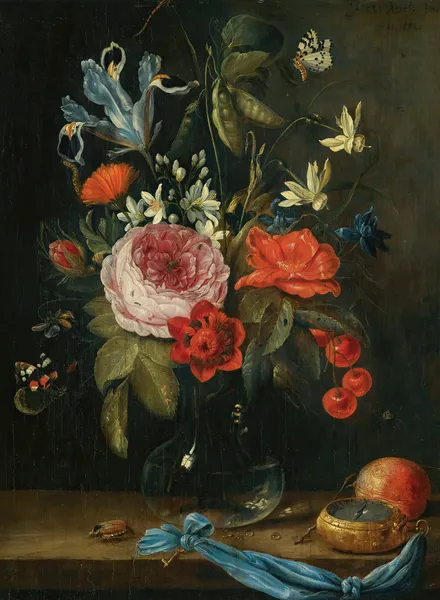 Still Life With Flowers In A Glass Vase av Jan Van Kessel The Elder