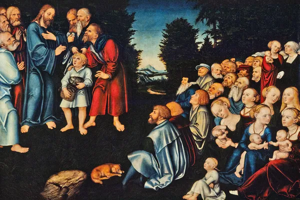 The miracle of the five loaves and two fish av Lucas Cranach the Elder