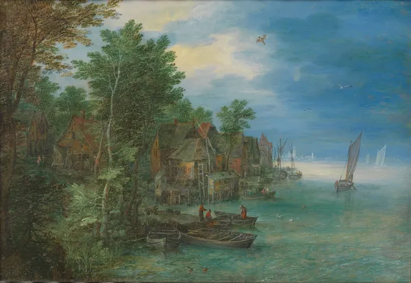 View of a Village along a River av Jan Brueghel The Elder