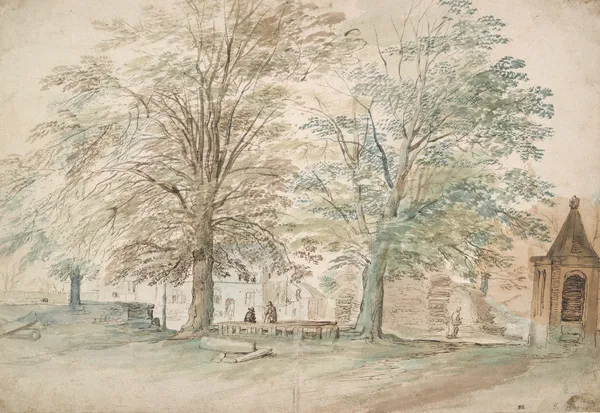 Village Meeting Place under Two Old Trees av Jan Brueghel The Elder