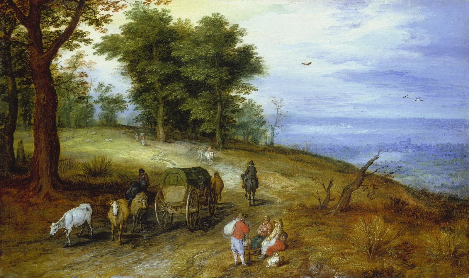 Wooded Landscape with Figures av Jan Brueghel The Elder