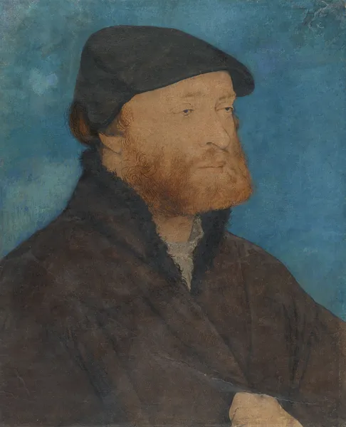 Bildnis eines Mannes mit schwarzem Barett av Hans Holbein The Younger