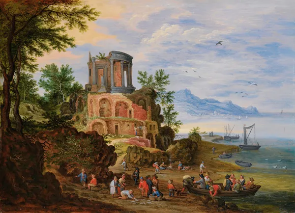 Landscape With Ruins Animated With Figures av Jan Brueghel the Younger