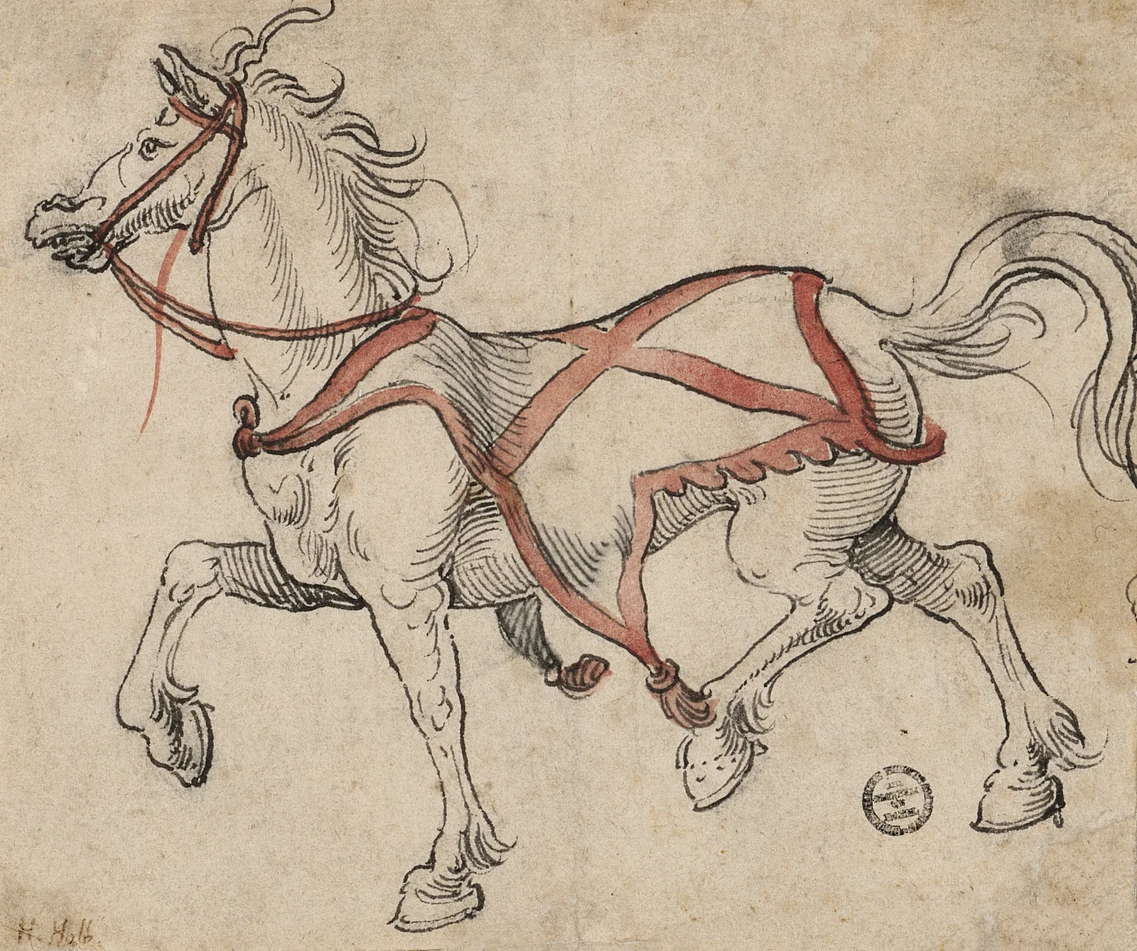 Trabendes Pferd av Hans Holbein The Younger