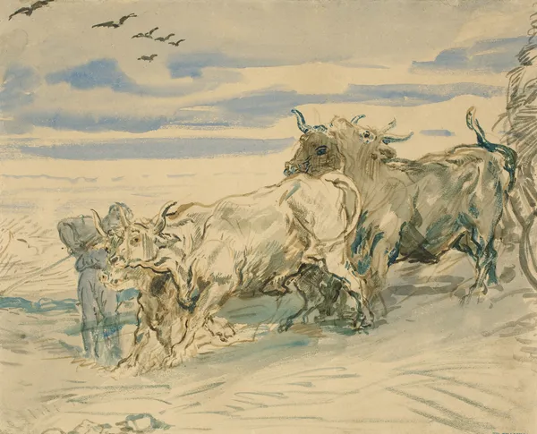 Drover with Oxen Pulling a Cart av Théodore Chassériau