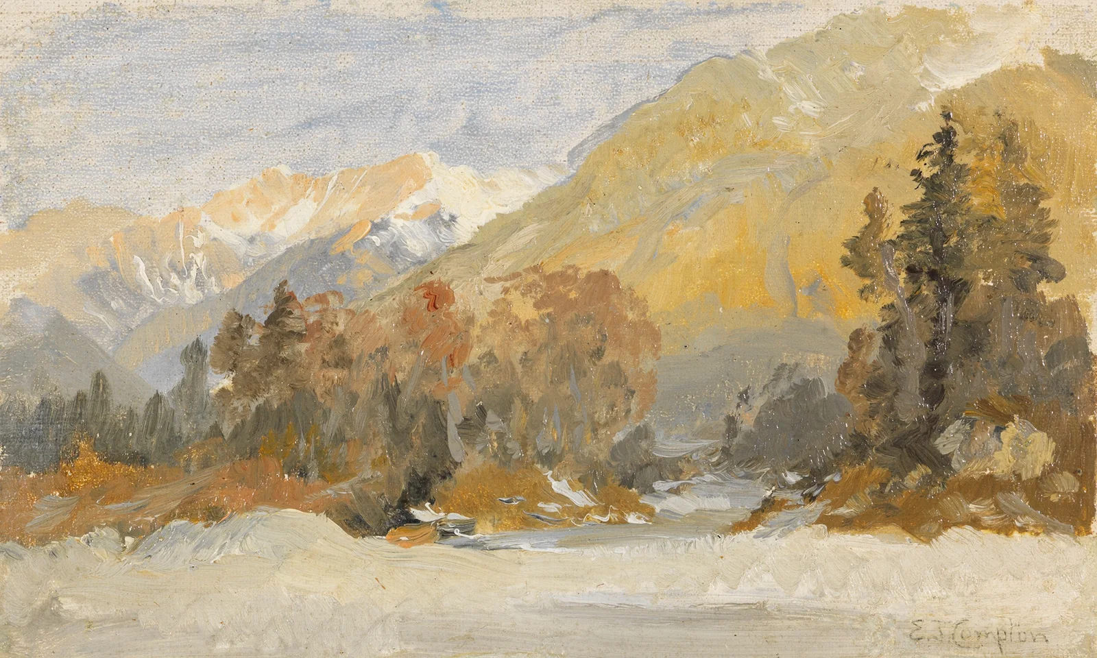 Herbstliche Voralpenlandschaft (Studie) av Edward Theodore Compton